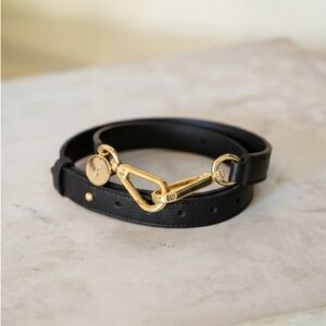 Maison Edele - Black Leather Belt with Gold Buckle